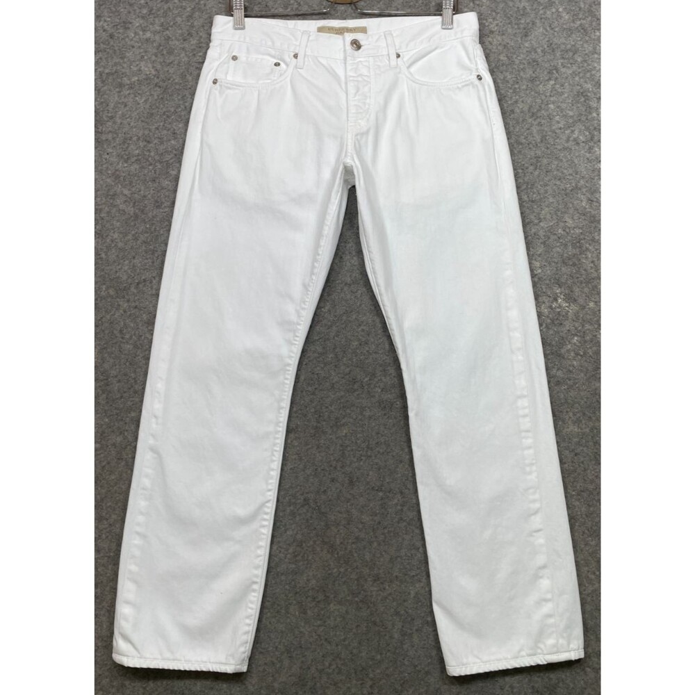 Burberry Brit Jeans Mens 33x28 White Denim Straight Fit 5 Pocket Button Fly